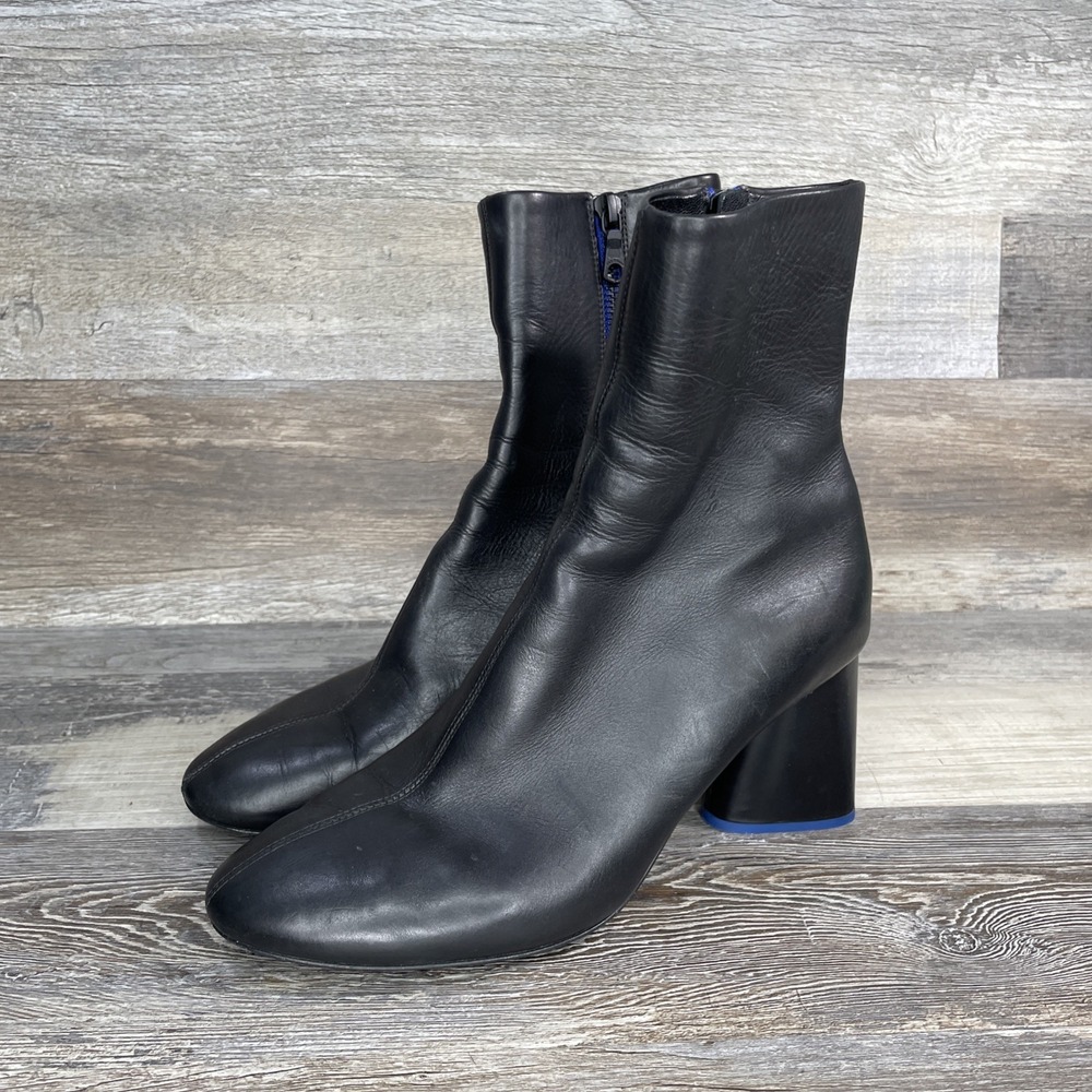 RAG & BONE Fei Ankle Boot Leather BLACK FLARED BLOCK HEEL SOCK 36.5 (DC11)